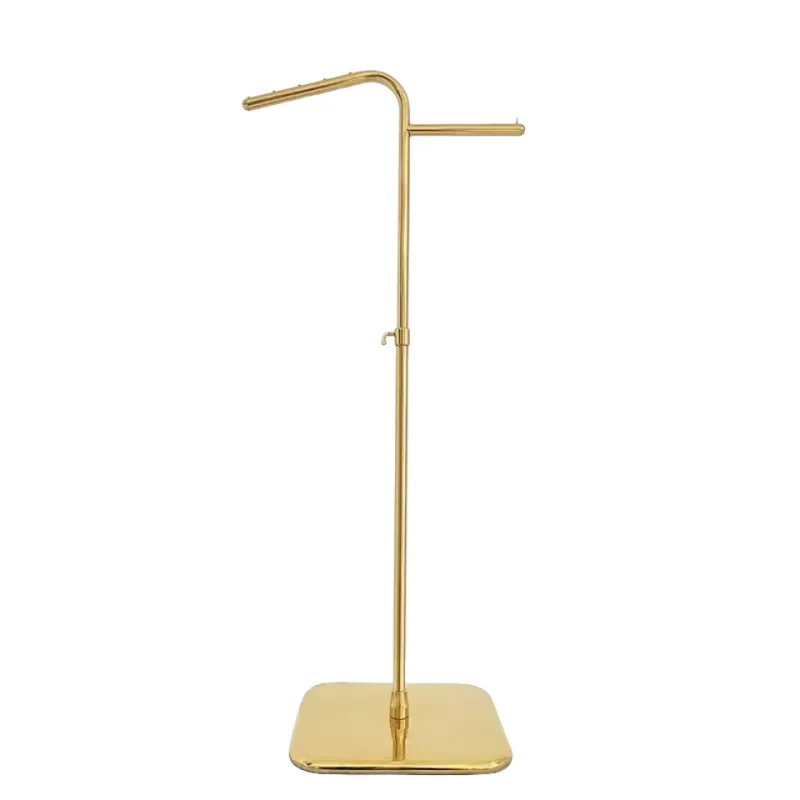 boutique double rod portable clothing hanging garment rack  clothing shop gold Stainless Steel rack