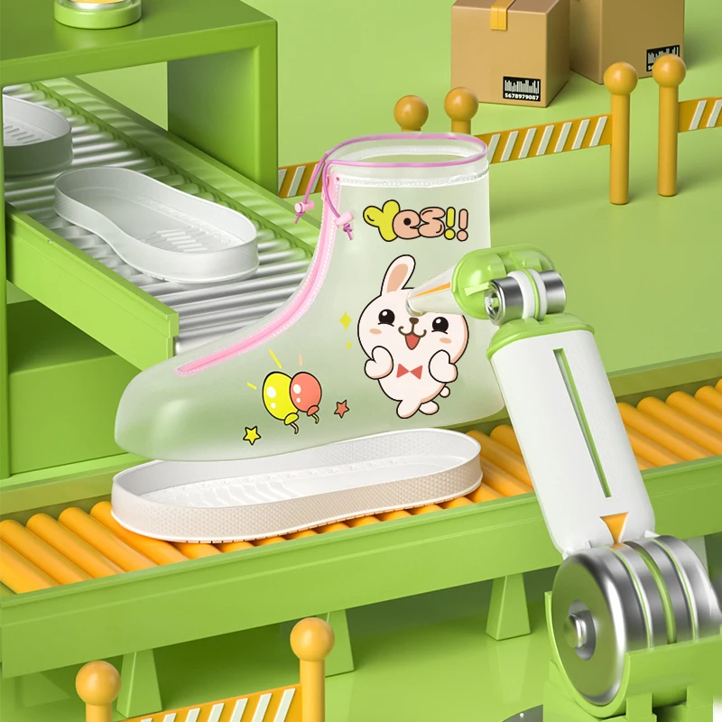 Portable Rain Shoe Covers For Children To School Cycling Shoescover Animal Cartoon Waterproof Shoe Cover