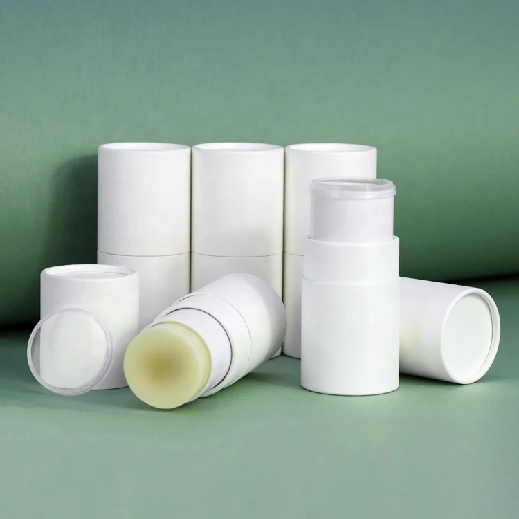 Body fragrance cardboard cylinder oval shape packing lip balm stick containers twist up paper tube packaging solid perfume box