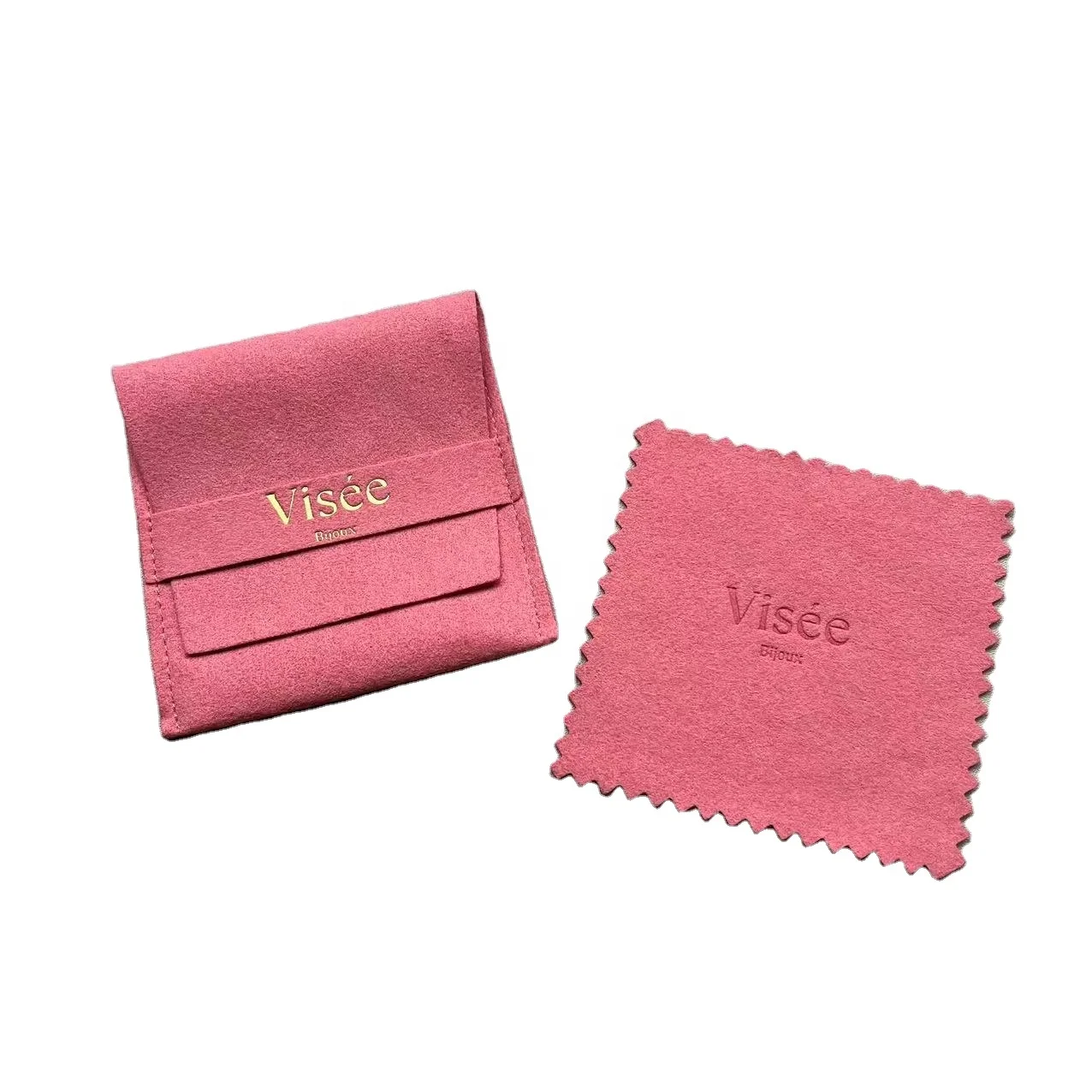 Custom Logo Emboss Velvet Small Drawstring Microfiber Jewelry Pouch Jewellery Packaging Suede Bags Pink Color