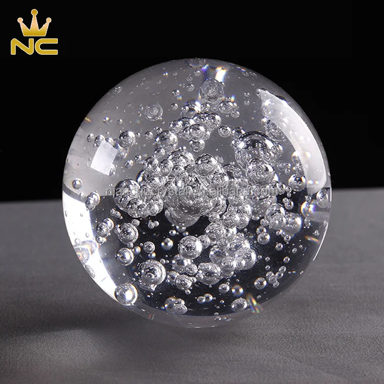 Clear Glass Air Sphere Fengshui Paperweight Crafts Home Decor Ornaments Crystal Bubble Ball