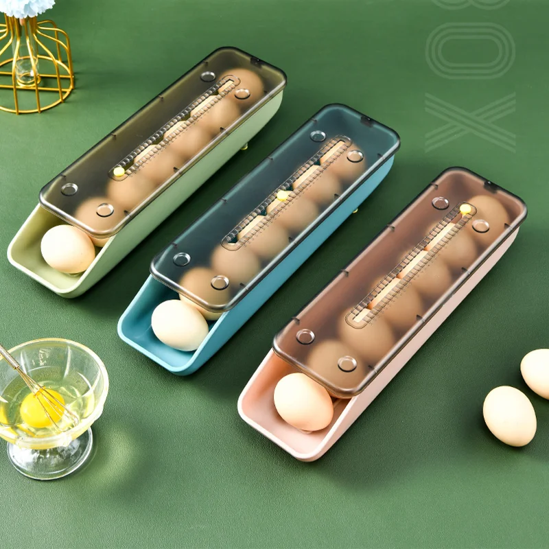 Egg Preservation Box Automatic Rolling Egg Storage Box Carrier with Lid Plastic Egg Storage Box