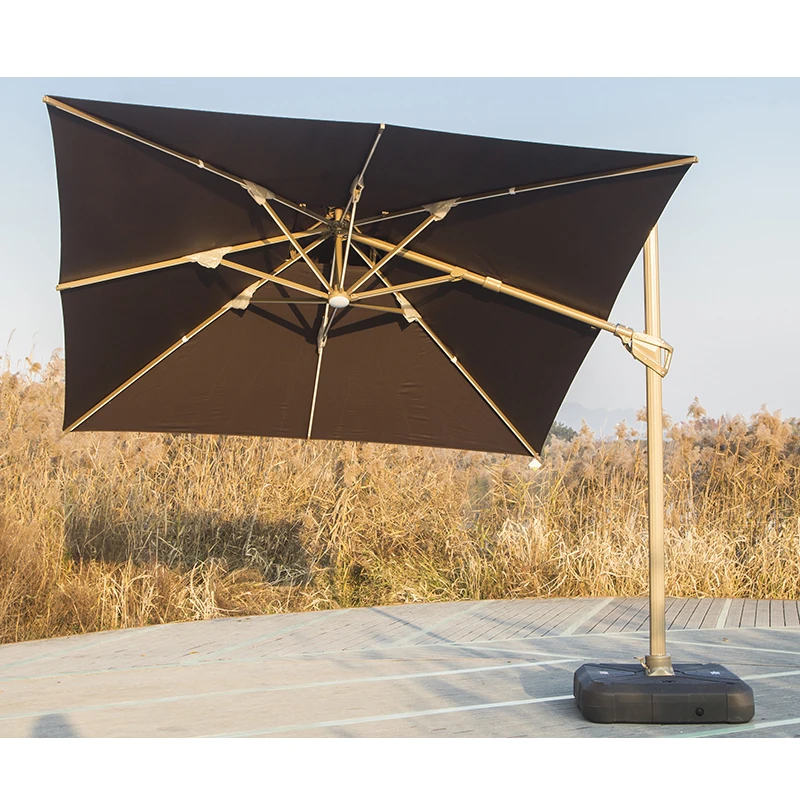 Glamping promotional big umbrella outdoor parasols umbrellas outdoor garden solar patio umbrella with led lights