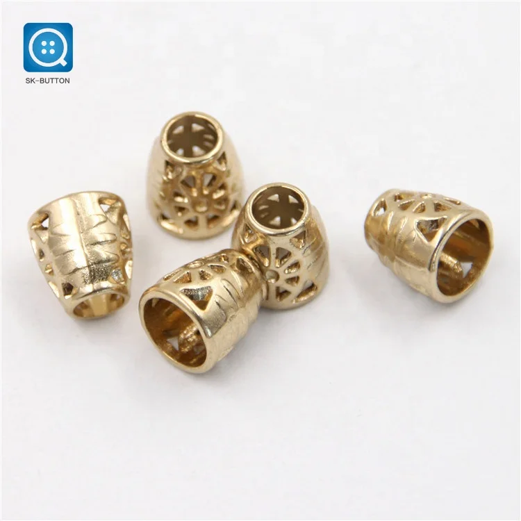 high quality Zinc Alloy gold Metal Rope button Cord ends stopper for swimwear