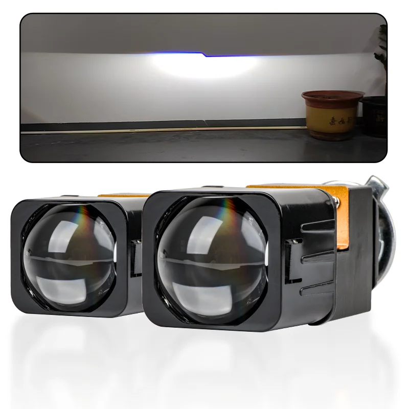 Auto LED Headlights1.5-Inch Matrix Dual Lens Square H4 Projector CSP 6000K Laser Headlight Bulb
