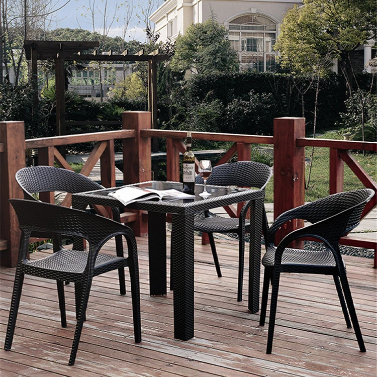 Уличный садовый пластиковый ротанговый стул, садовая мебель, Набор стульев для кафе
