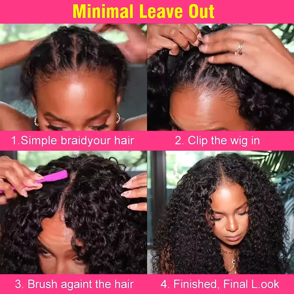 GD Hot Sale Women V Part Wigs 100% Human Hair Remy Glueless Thin V Part Wig Kinky Curly Human Hair Wig For Black Women