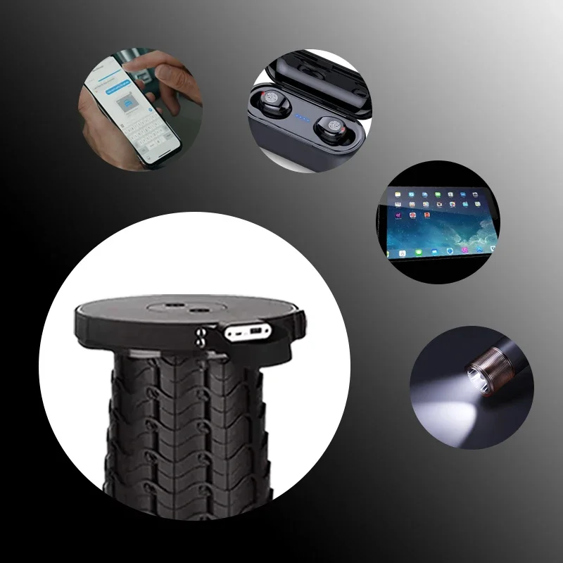 Adjustable portable telescopic stool with USB mobile charger