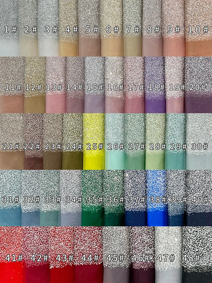 Manufacturer wholesale african french glitter tulle luxury lace trim mesh fabric wholesale for wedding evening dress beaded lace