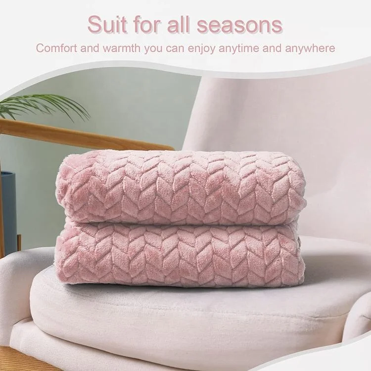 Super Soft Modern Solid Color winter blanket king size pink flannel throw blanket