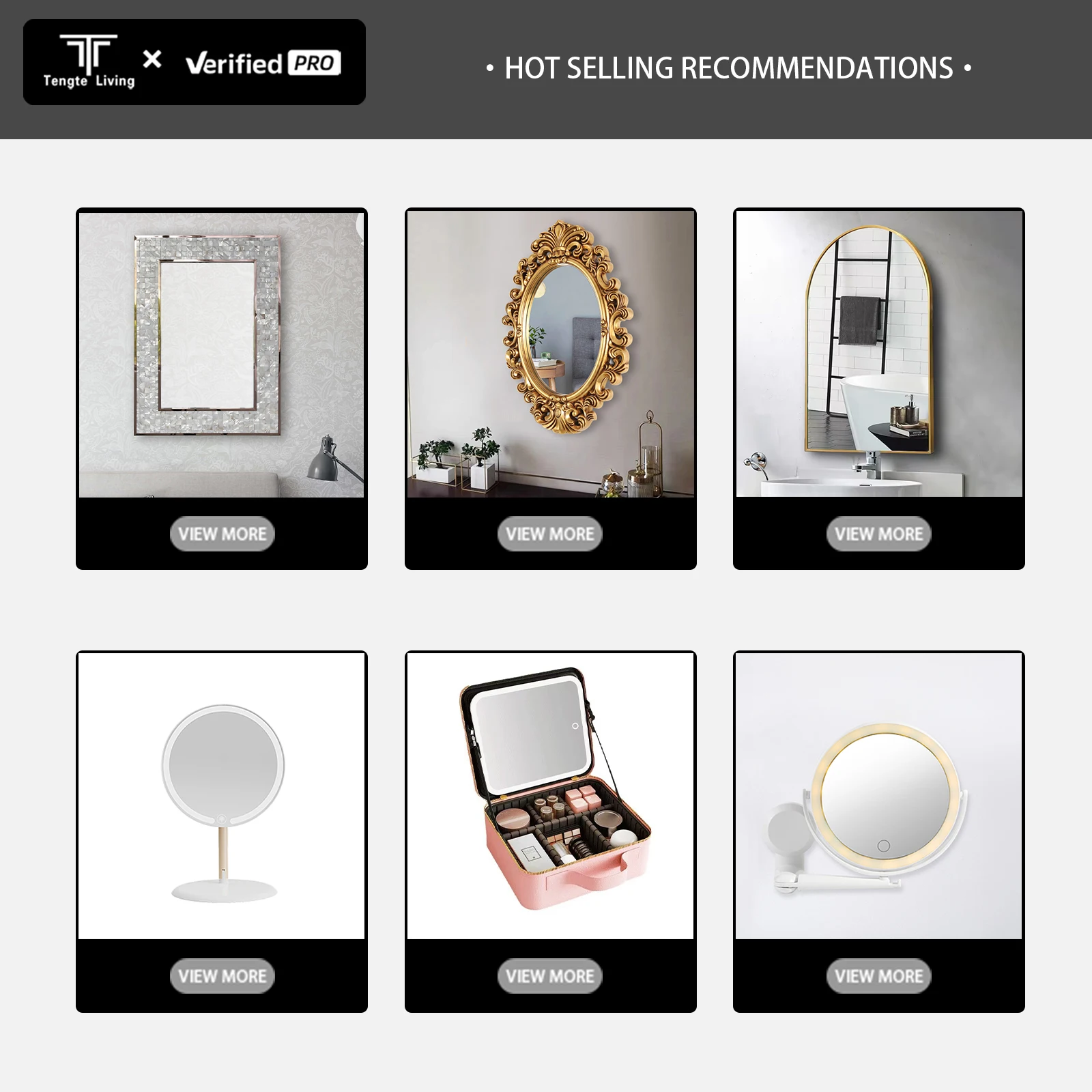Folding LED Cosmetic Mirror 1x 2x 3x Magnification Square Shape Lighted Beauty Mirror with Single Side on Table