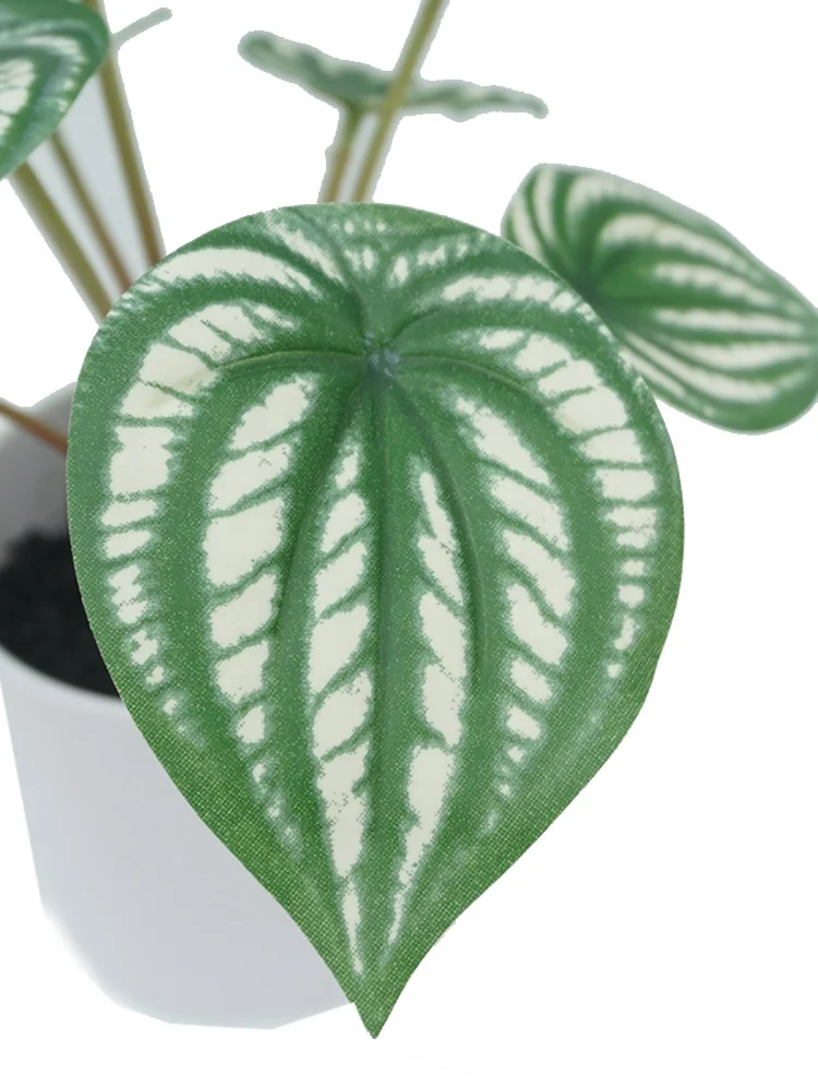 Home Decoration Potted Green Plant  20cm Real Touch Watermelon Leaves artificial bonsai plant With Melamine Pot