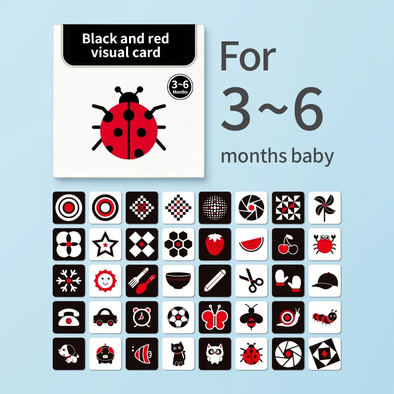 
2021 hot sale huixue baby black and white and colorful and physical visual stimulus training flash cards for kids eduactional 