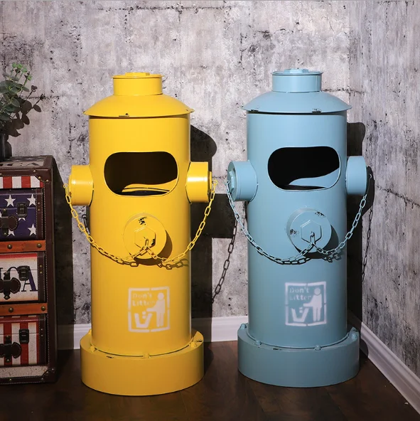 
Creative design fire hydrant shaped colorful metal industrial trash can 
