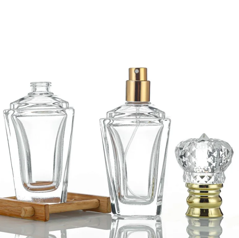 Super Deluxe Round Glass Empty Perfume Bottles 30ml 50ml 100ml Round With Snap-on Spray Atomiser