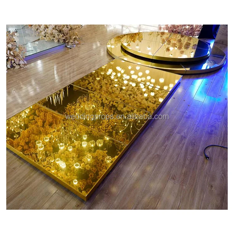 Factory Price Wedding Supplies White Gold Acrylic Wedding Stage Wedding Decoration Party Dance Floor Stage