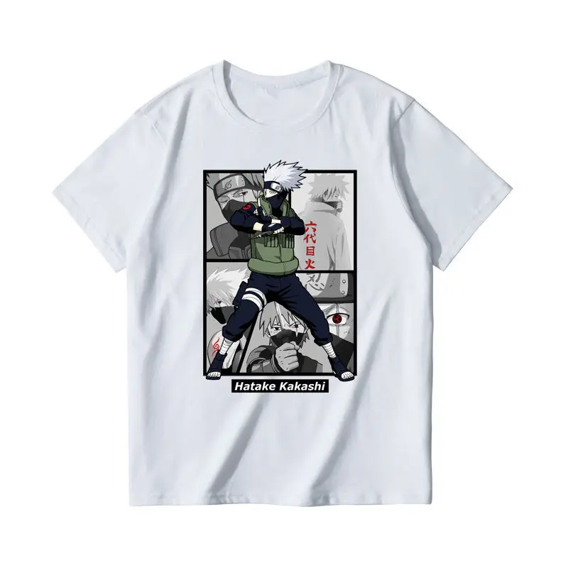 8 patterns Narutos anime 100% cotton men women black white clothes shirt Uzumaki ninja kakashi sasuke top t-shirt