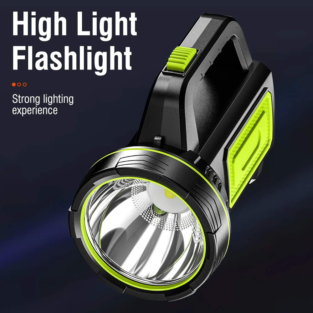 LED portable handheld flashlight IPX4 waterproof Two modes high capacity Strong light focused long-range Searchlight for Camping