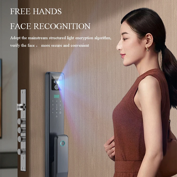 Tuya smart 3D Face Recognition Digital Fingerprint Lock Russian voice Card Wifi App Home Security Door camera Lock