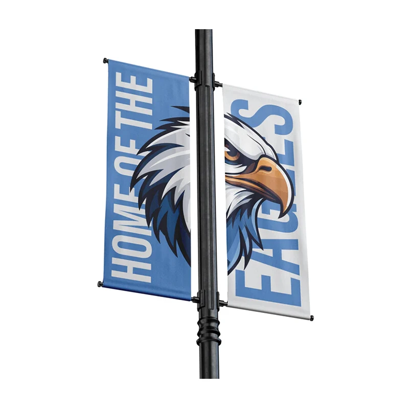 Custom Outdoor Street Pole Banner Hanging Flag And Banner Large Custom Street Road Light Lamp Pole Flag Sign
