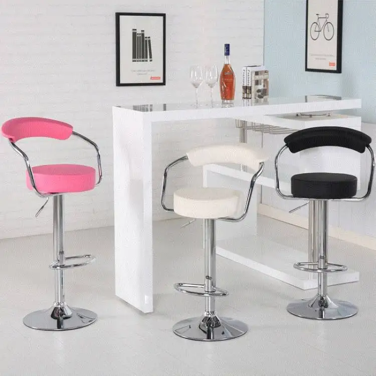 Metal Nordic Kitchen Sillas Para Barra Modern Leather Pu Contoured Back Bar Stool Cafe High Bar Chairs For Bar Table