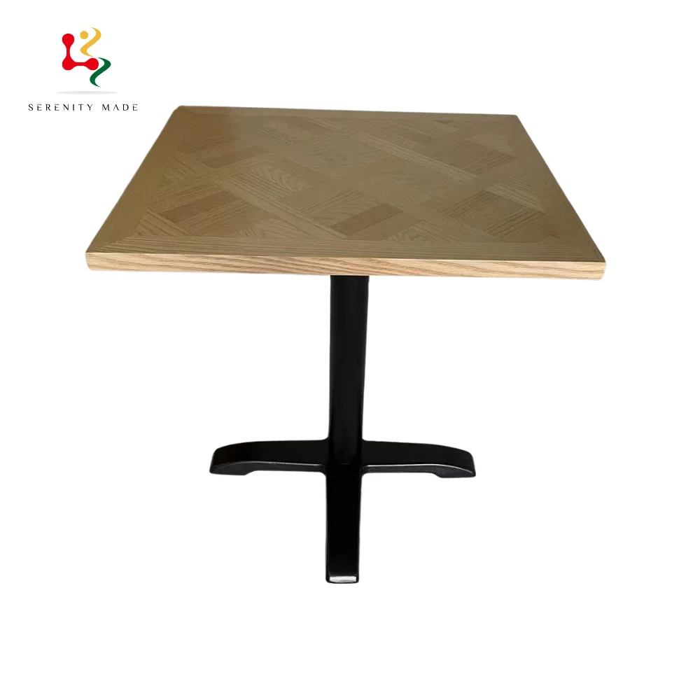 Wood tabletop metal legs furniture parquet veneer plywood dinning table