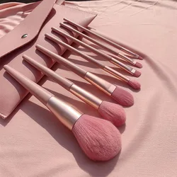 7Pcs 12Pcs private label pink powder eyeshadow brush makeup brush set with PU bag