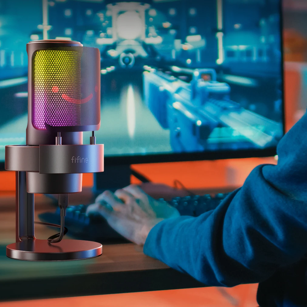 Профессиональный конденсаторный Usb-микрофон Fifine микрофон для записи Youtube Rgb подсветка