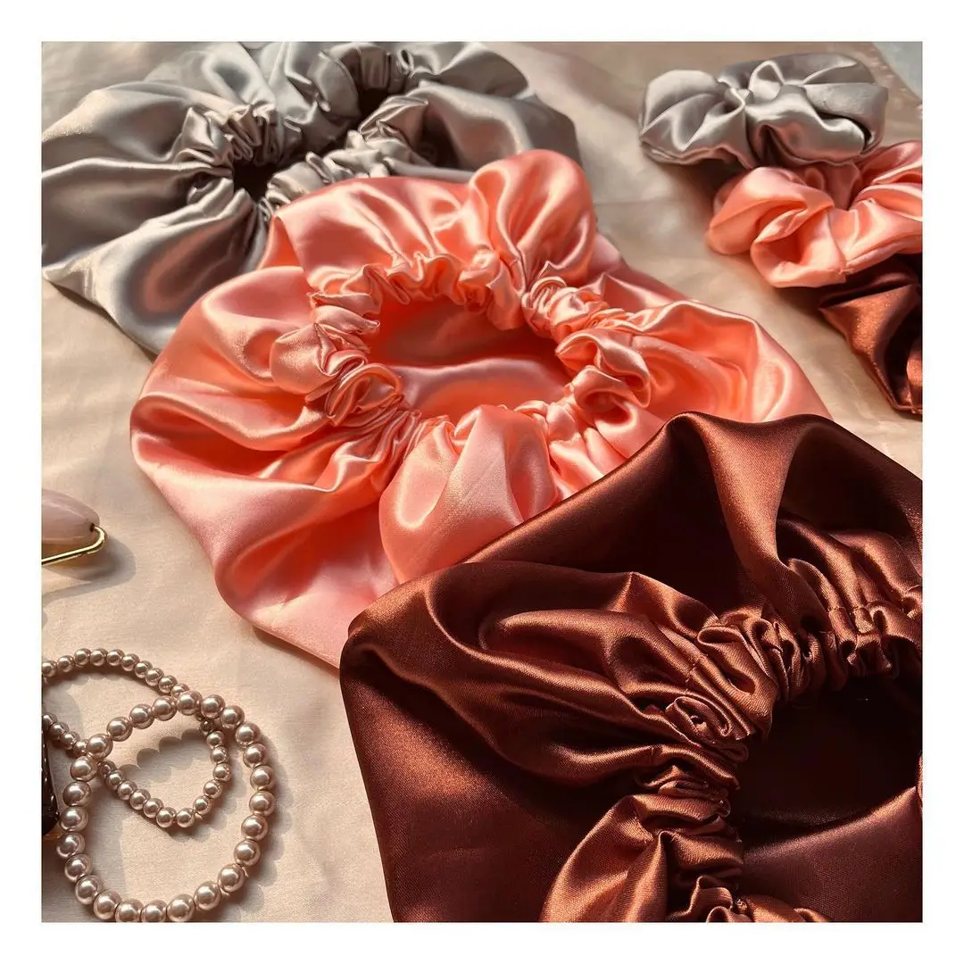 Factory wholesale custom silk turban bonnet with logo double layer 100% mulberry silk bonnets for sleeping