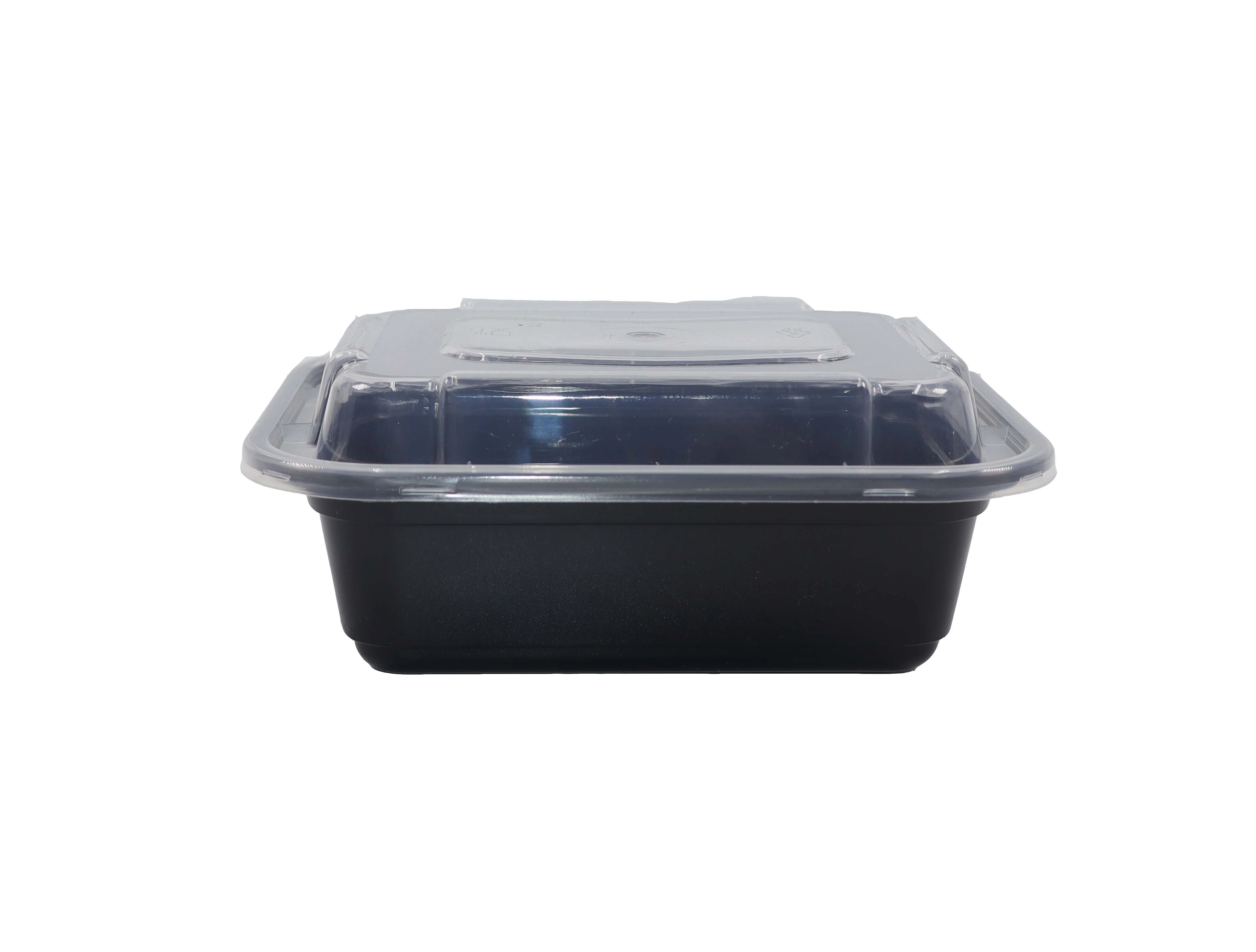 Disposable Black Plastic Lunch Box Microwave Safe Meal Prep Takeout Food Package Container