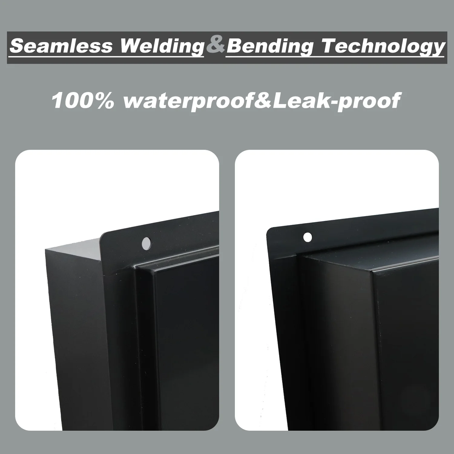 Modern Shower Wall Niche 600mm Matt Black Recessed Stainless Steel 304 2 Tiers for Bathroom