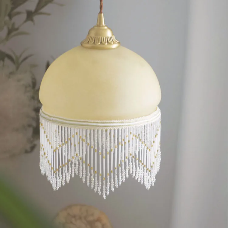 Western archaize yellow wind glass bedroom bedside tasse led chandelier