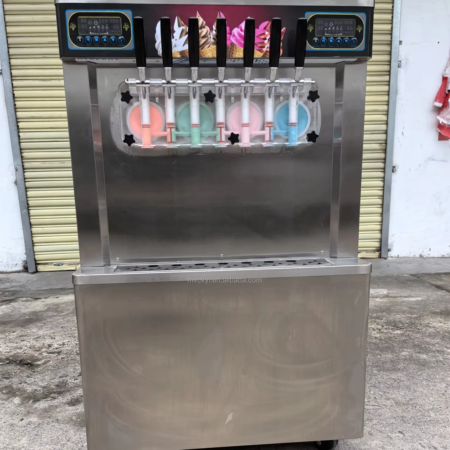 Mvckyi 7 Flavor Italian Gelato Ice Cream Machine Portable Snack Slush Maker/Soft Frozen Yogurt Freezer