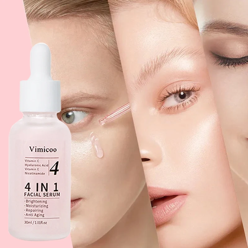 Custom Private Label Skin Care Facial Anti Aging Whitening Face Brightening Niacinamide Hyaluronic Acid Vitamin C 4 In 1 Serum