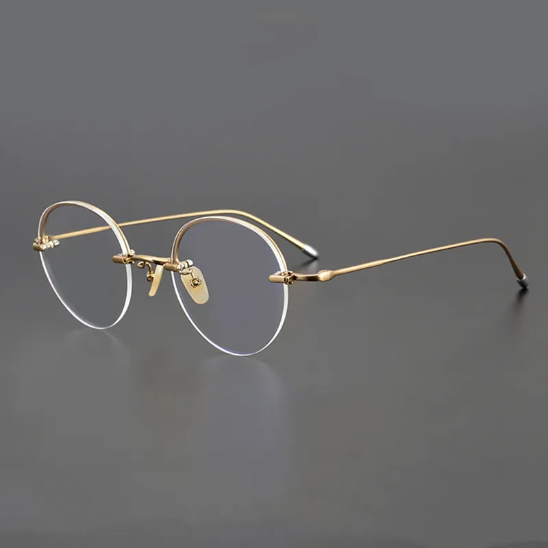 Шэньчжэнь ультра легкие чистые титановые очки оптическая полуоправа бескаркасная круглая оправа для очков в стиле ретро Заводская