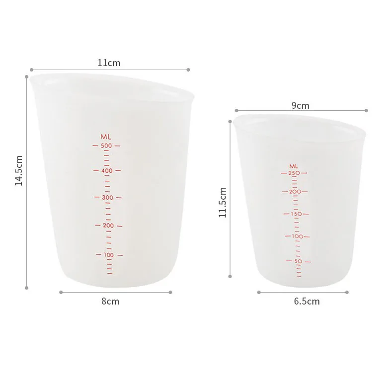 Гибкие термостойкие мерные чашки из пищевого силикона 250 мл (8 унций)/500 мл (16 унций), мерные чашки из эпоксидной смолы