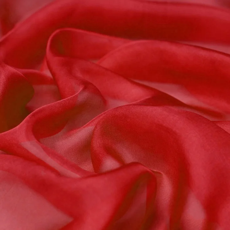 6mm 140cm China Red French Pure Silk Chiffon Light Fabric for Scarves Dresses