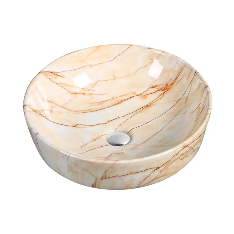 low price chinese lavatory art basin brown wash basin ceramic bath round marble art basin sink