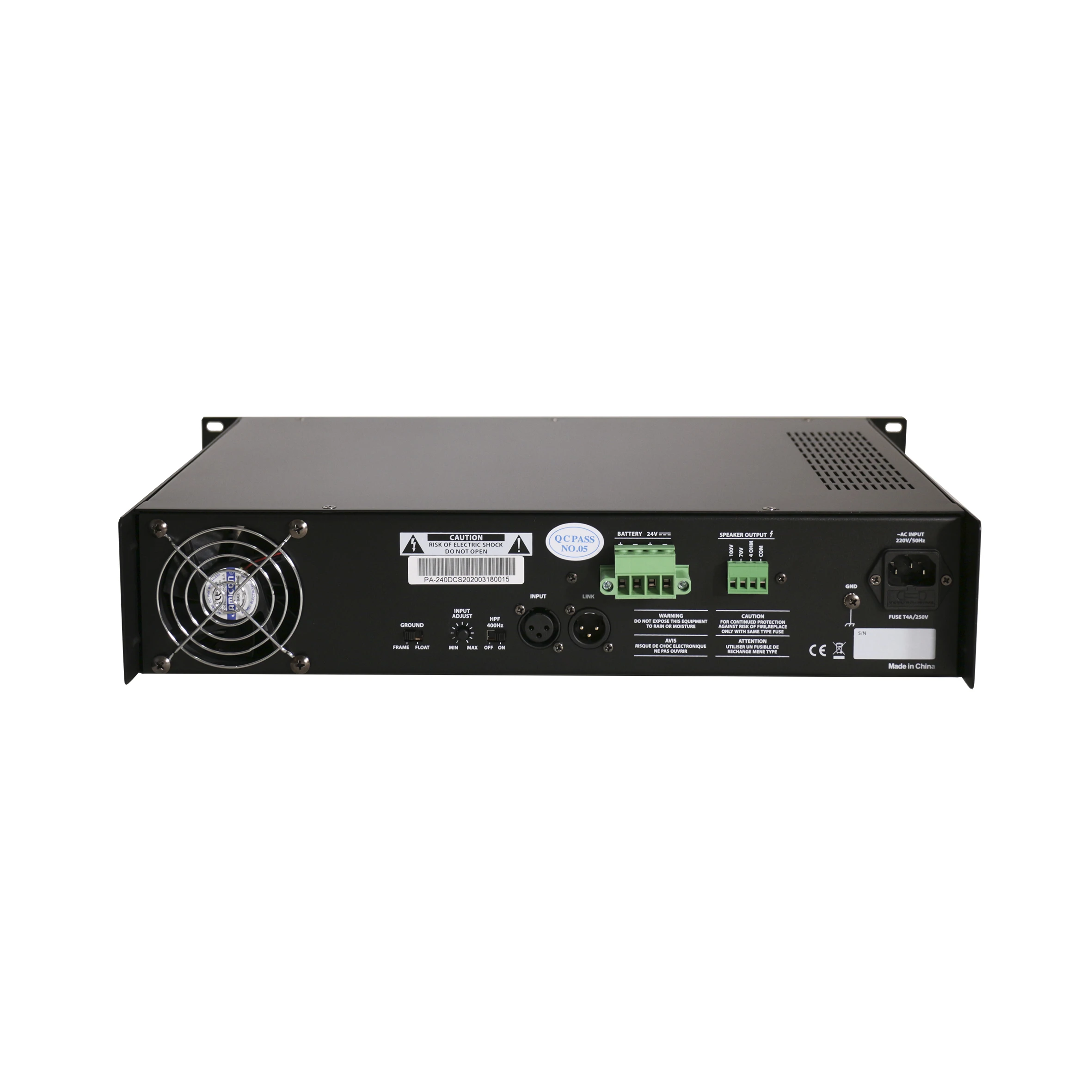 2 U Rack 19 Inch Treble Bass Booster Amplifier 240 Watt Power Mixer for Commercial and Industrial Application