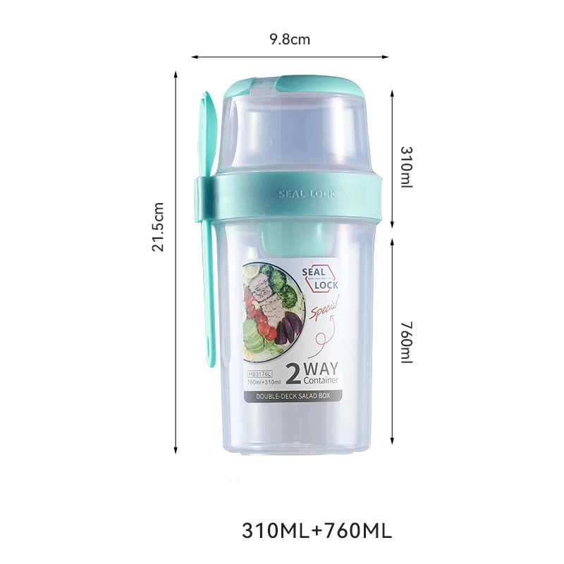 Portable Fruit and Vegetable Salad Cups Container with Fork Keep Fit Salad Meal Shaker Cup