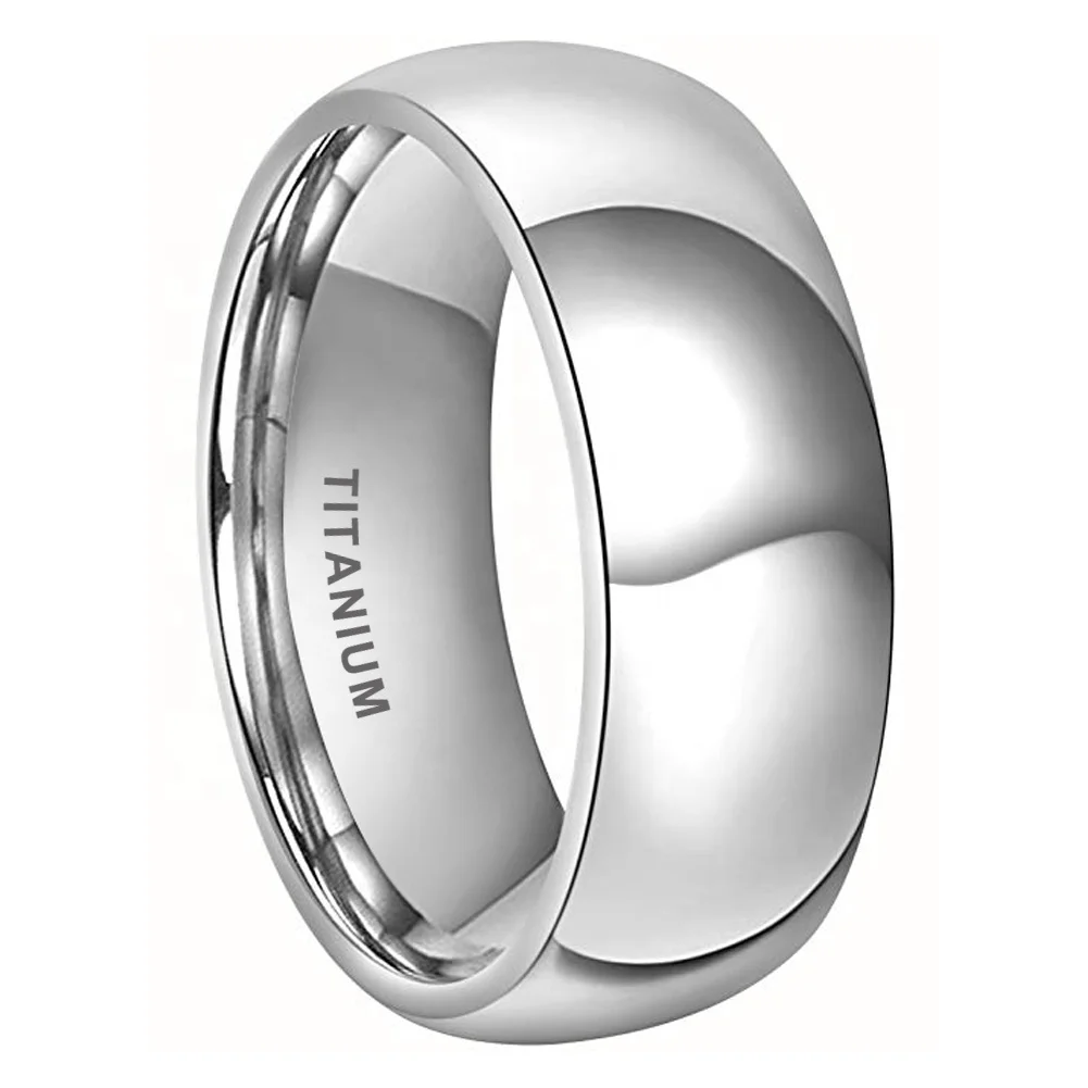 Coolstyle Jewelry Domed Polished Shiny 8mm Wholesale Titanium Ring for Men Women Fashion Engagement Wedding Band