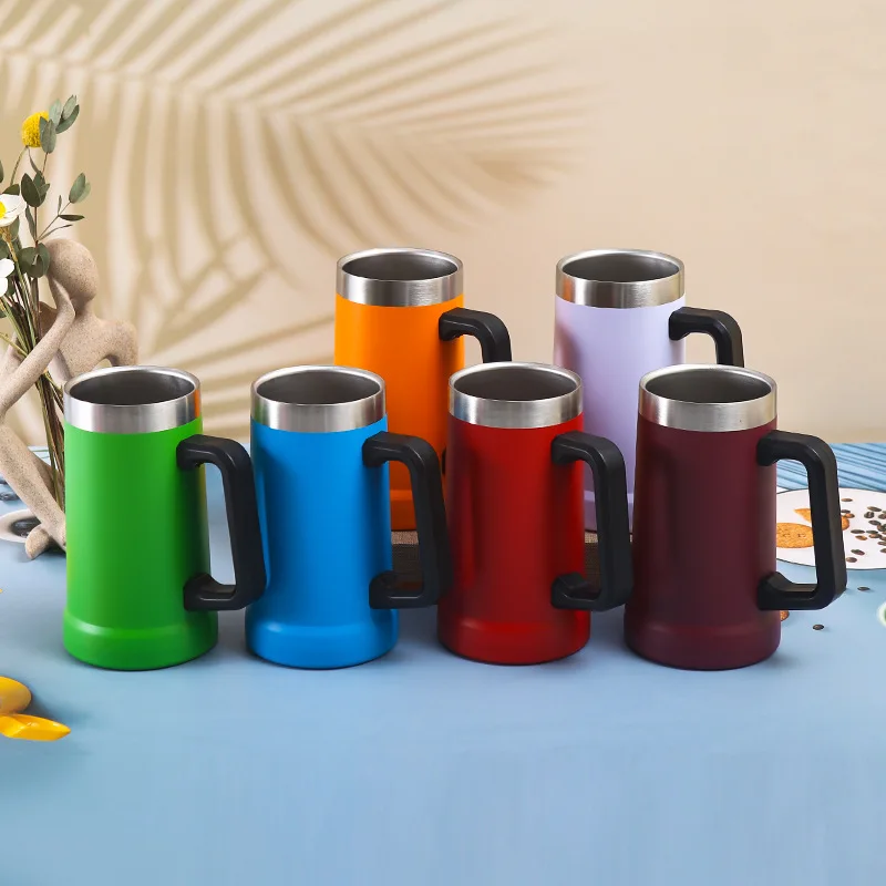 2023 Hot Sale Mugs Personalized Beer 24OZ Stainless Steel Vacuum Mug Coffee Tumbler with Grip