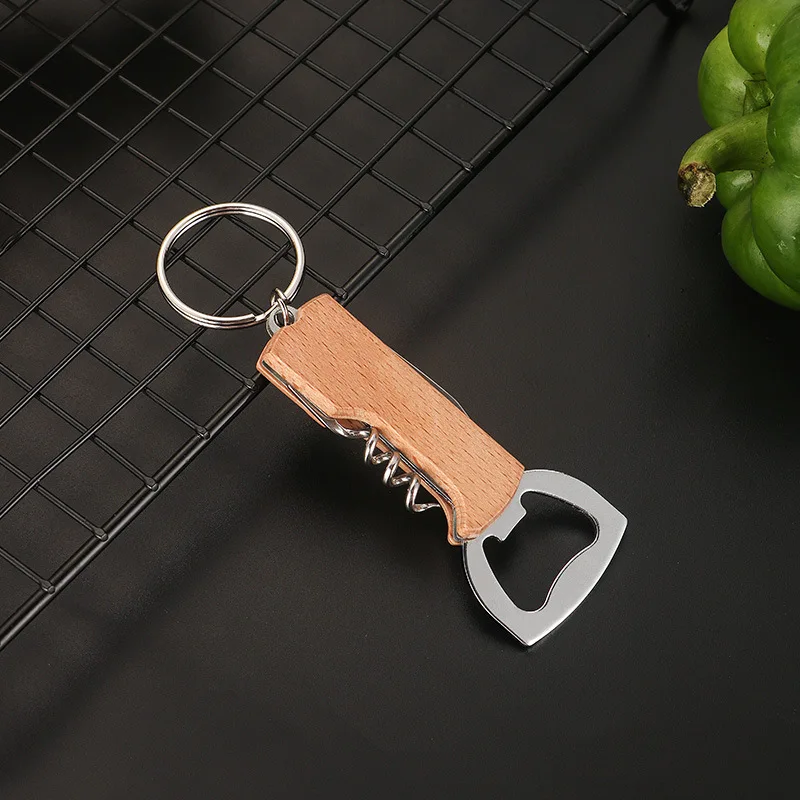 Wooden Wine Corkscrew Opener Bar Custom Logo Wood Beer Wine Bottle Opener