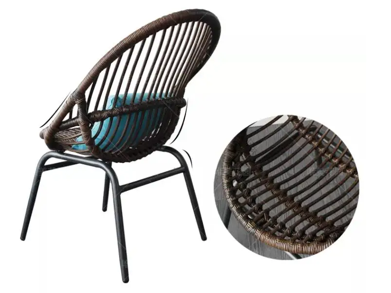 Hot cheap outdoor modern rattan chair PE wicker iron Bistro set 3pcs