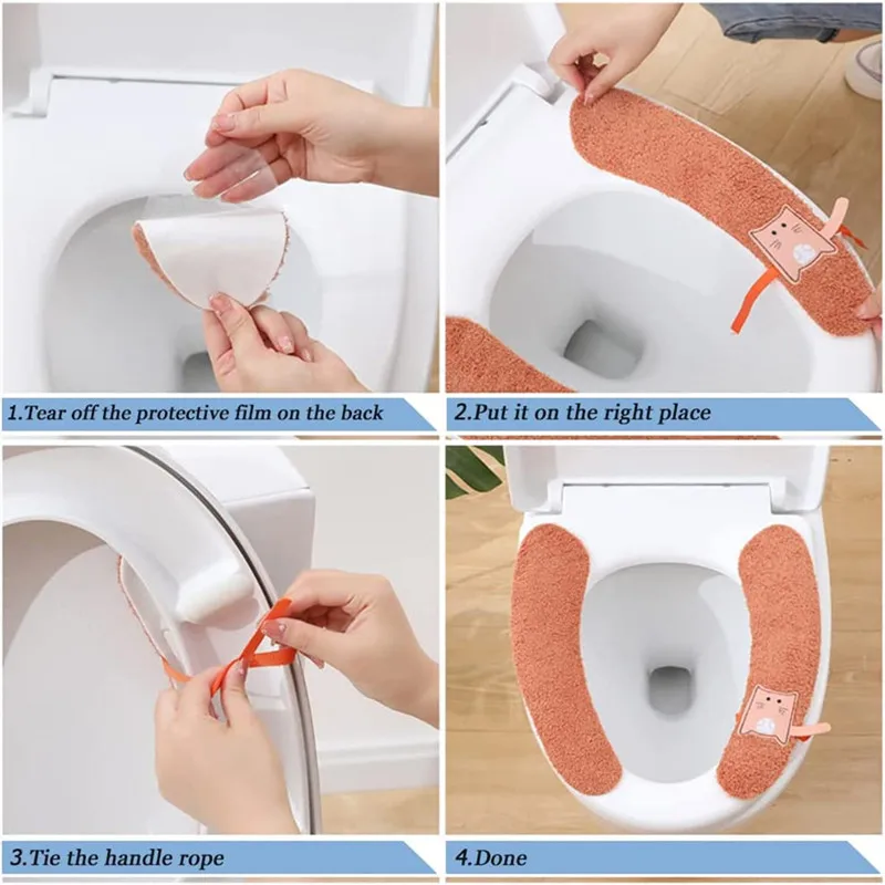 Plush Warm Toilet Seat Cover Washable and Reusable Toilet Seat Pads Cushion for Winter, Fits All Toilet Seats