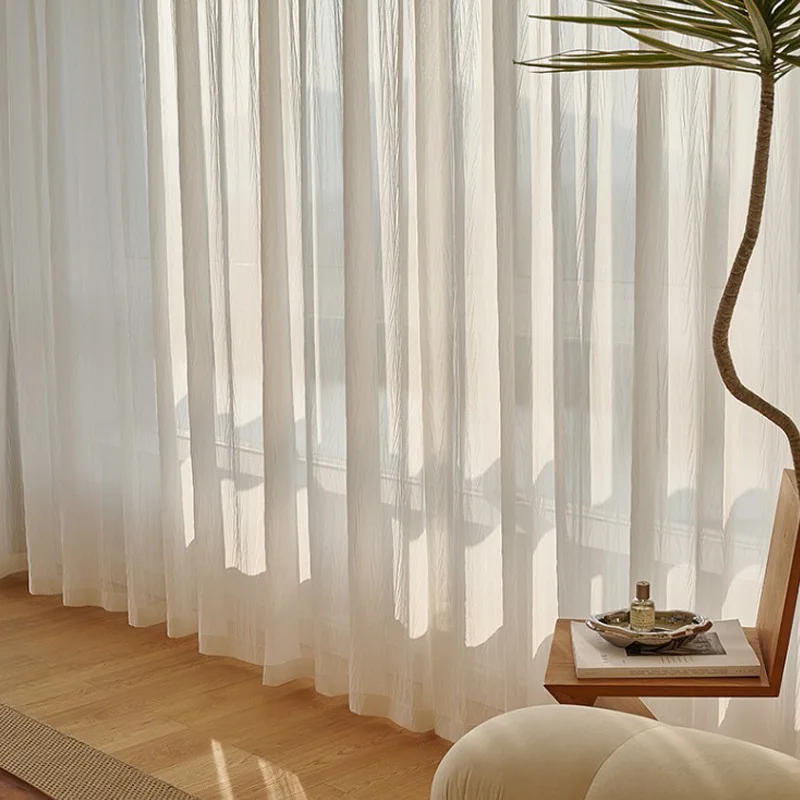 Wholesale Good Quality Crinkle Sheer Curtains, Pleated Sheer Curtains, Crepe Sheer Curtains