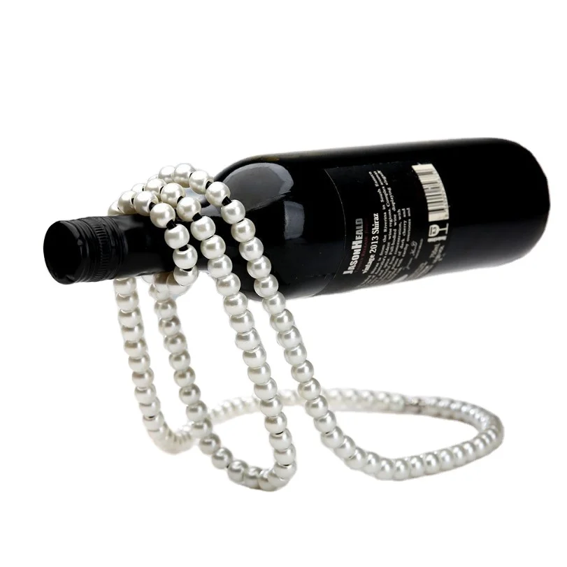 Pearl Necklace Shaped Wine Rack Metal Wine Bottle Holder Wine Bottle Stand for Bar and Home Decoration