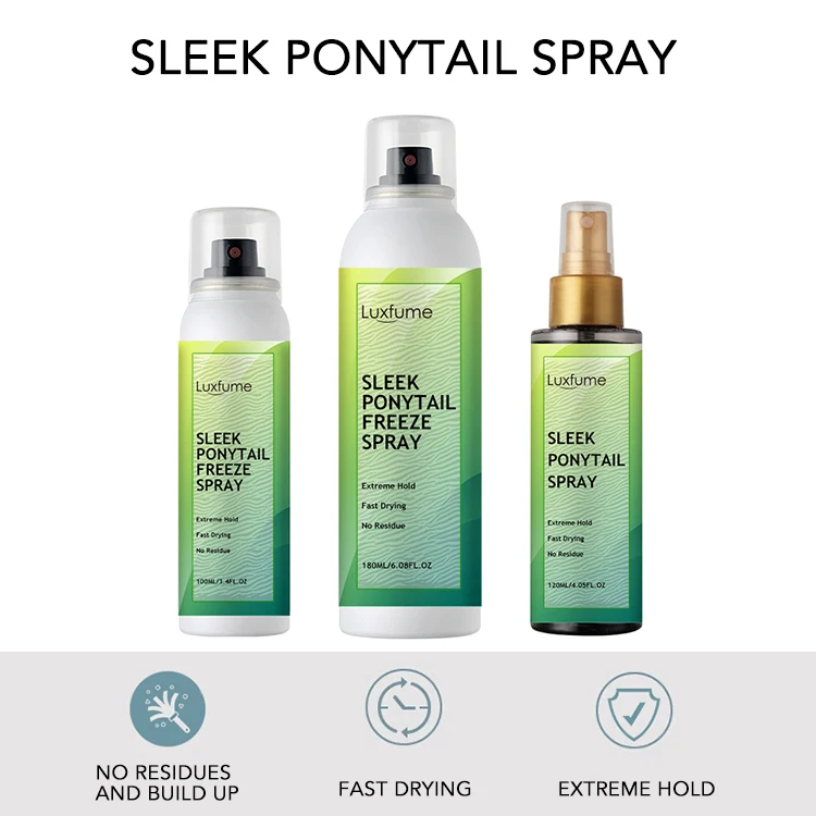 Private Label Ponytail Freeze Spray Strong Hold Styling Aerosol Hair Holding Spray For Ponytails