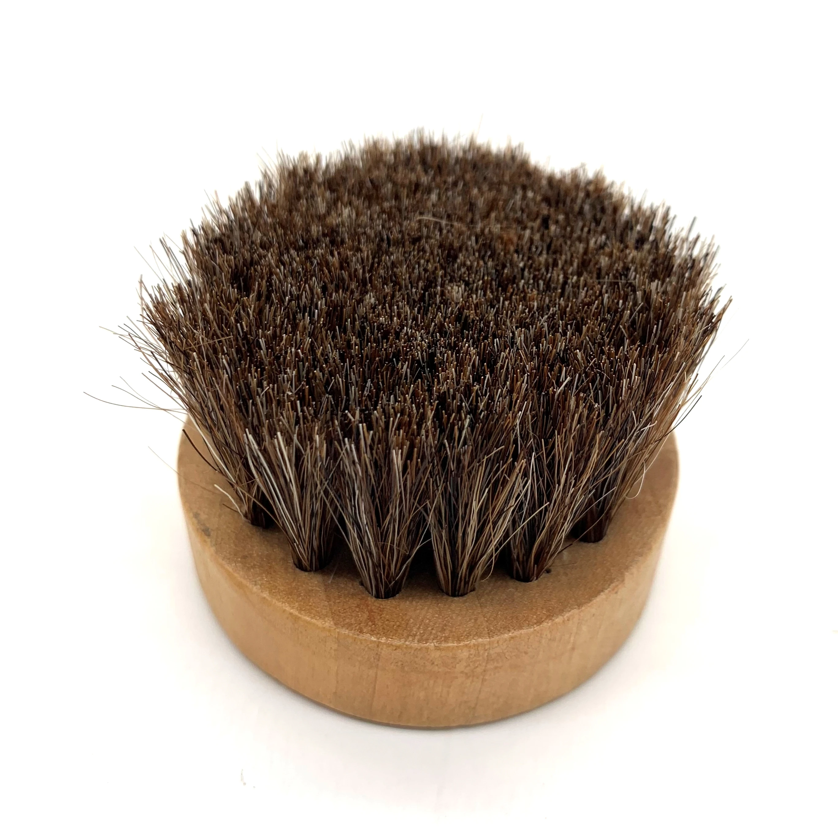 Маленькая круглая щетка для обуви из мягкого меха, высококачественная Полированная щетка для обуви из 100% конского волоса с деревянной ручкой, простая в использовании щетка для полировки обуви