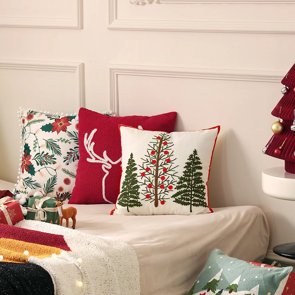 Custom Design Christmas decoration Pillow Cover Heat Transfer Printing Cushion Covers Decorative Home Sublimation Pillowcase